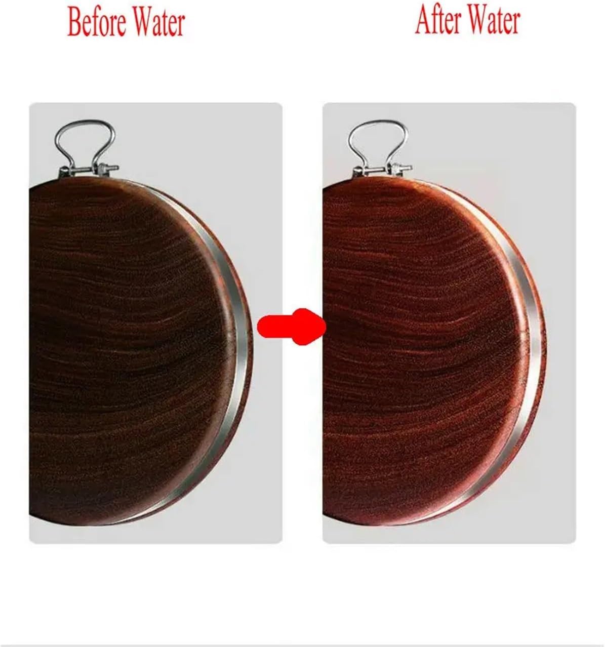 Double-Sided Round Iron Wood Cutting Board 5/6.5/8CM Thick With Tension Sleeve For Kitchen Food Prep(48X6.5CM)