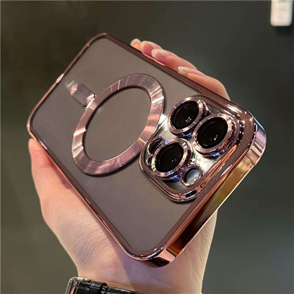 Coque antichoc pour iPhone 13 Pro transparente avec aimant rose - 8