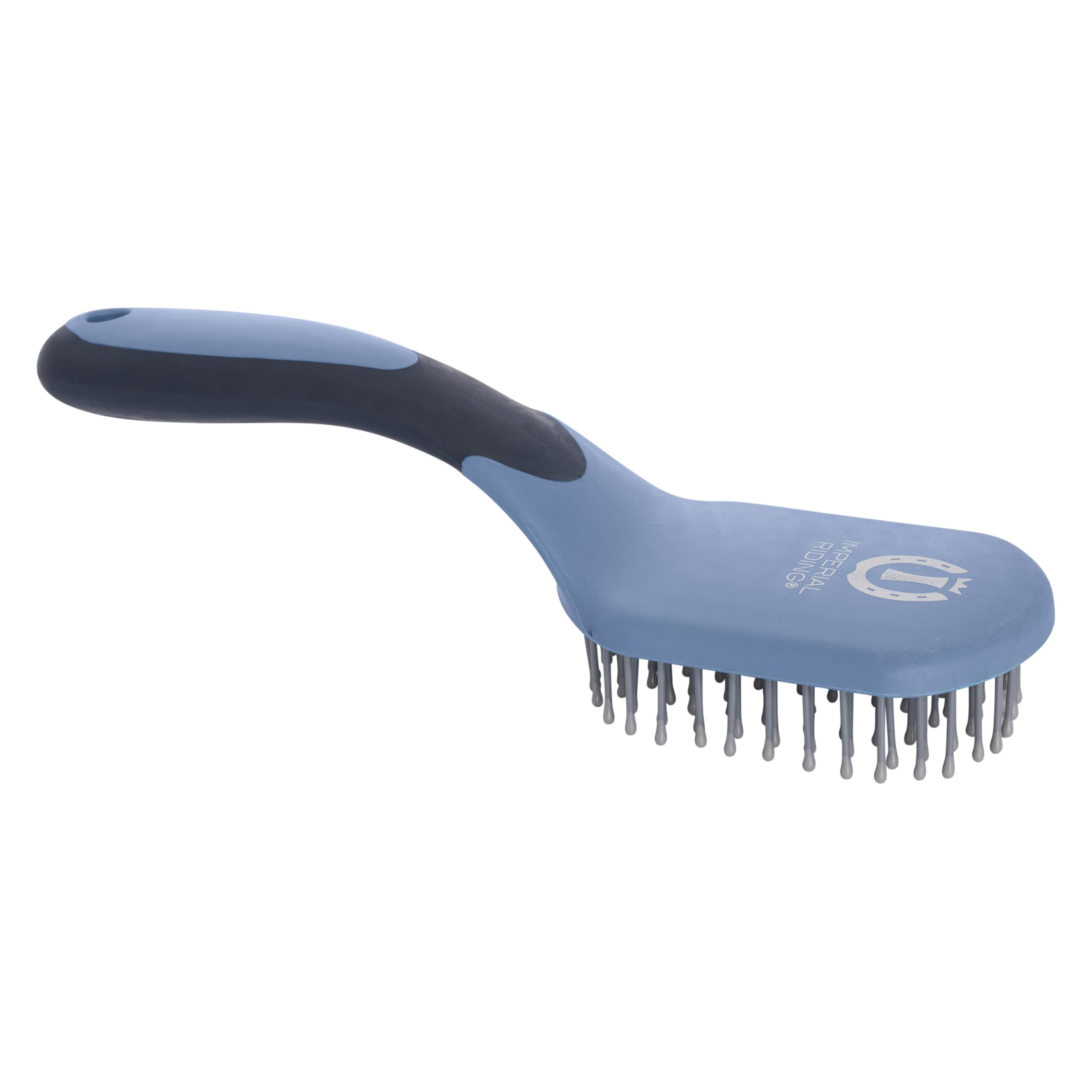 Imperial Riding IRH Boomerang Mane and Tail Brush, Ergonomic Horse Brush with Detangling Bristles, Gentle Care for Mane and Tail & Stylish Stable Look, Blue Breeze