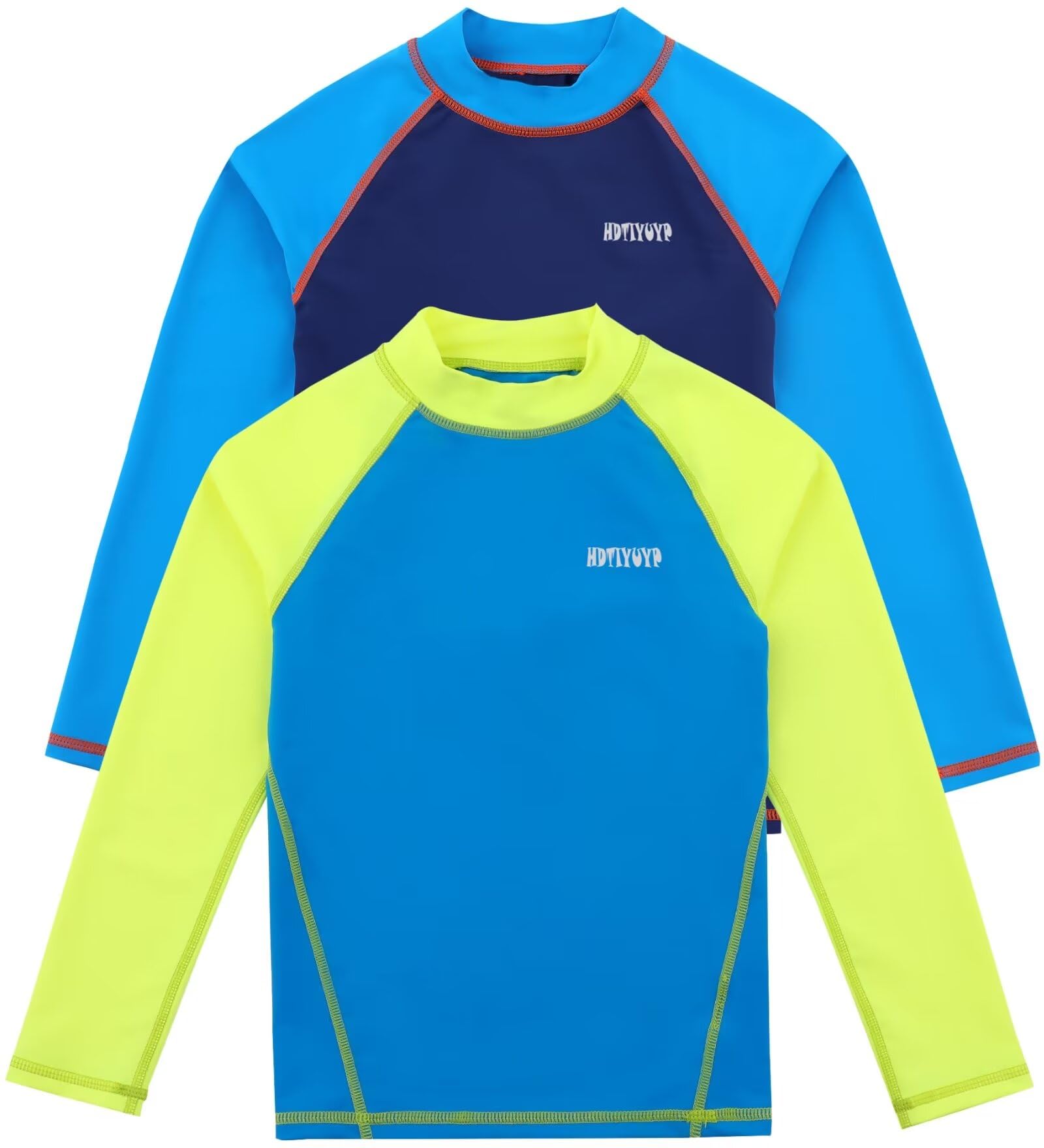 HDTIYUYP Boys Long/Short Sleeve UPF50+ Shirt Rash Guard UV Swim Tops 2Packs 3-12years
