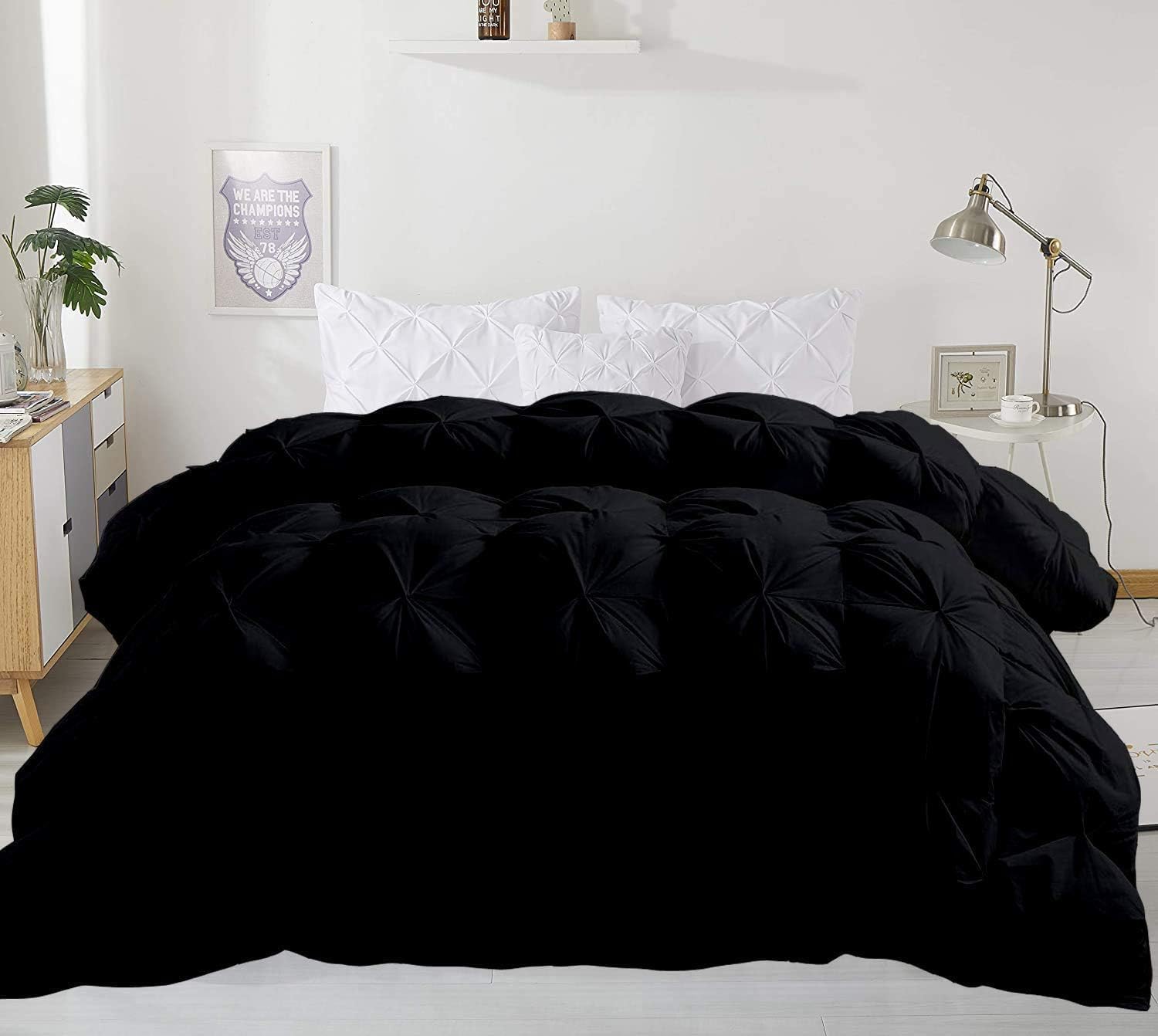 Pinch Pleated Premium Comforter Sets 3 Pieces Extra Long Down Alternative Comforter Set 500 GSM Fill 100% Egyptian Cotton Twin/Twin XL Size, Royal Blue 1 Pintuck Comforter with 2 Pillowcases