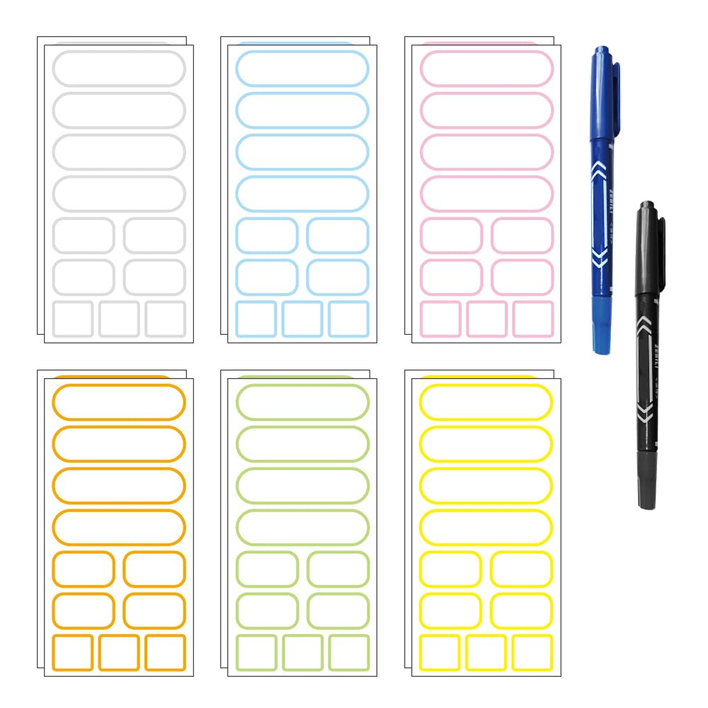 WYAN 132 Piezas Pegatinas autoadhesivas,Libros Pegatinas para Lapices,Adecuado para escuelas, oficinas y aulas(6 colores)