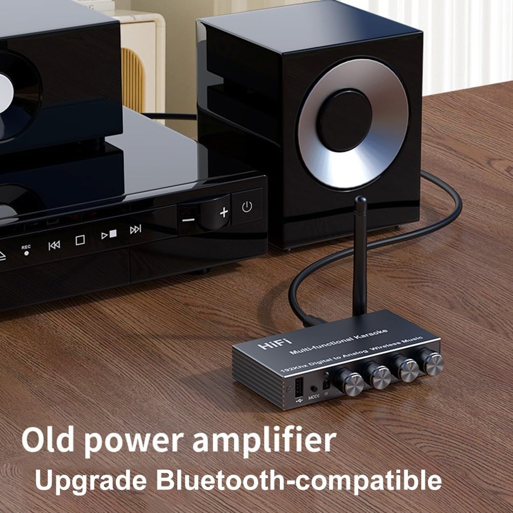 5.4 Ricevitore audio per amplificatore Hi Fi con ingresso coassiale ottico USB remoto per sistema home theater karaoke grigio 16,5 cm