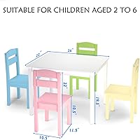 Vista 7 de Nightcore Juego de mesa y 4 sillas de madera para niños, juegos de sillas de actividades para 2 a 6 años, juego para niños pequeños, muebles de sala