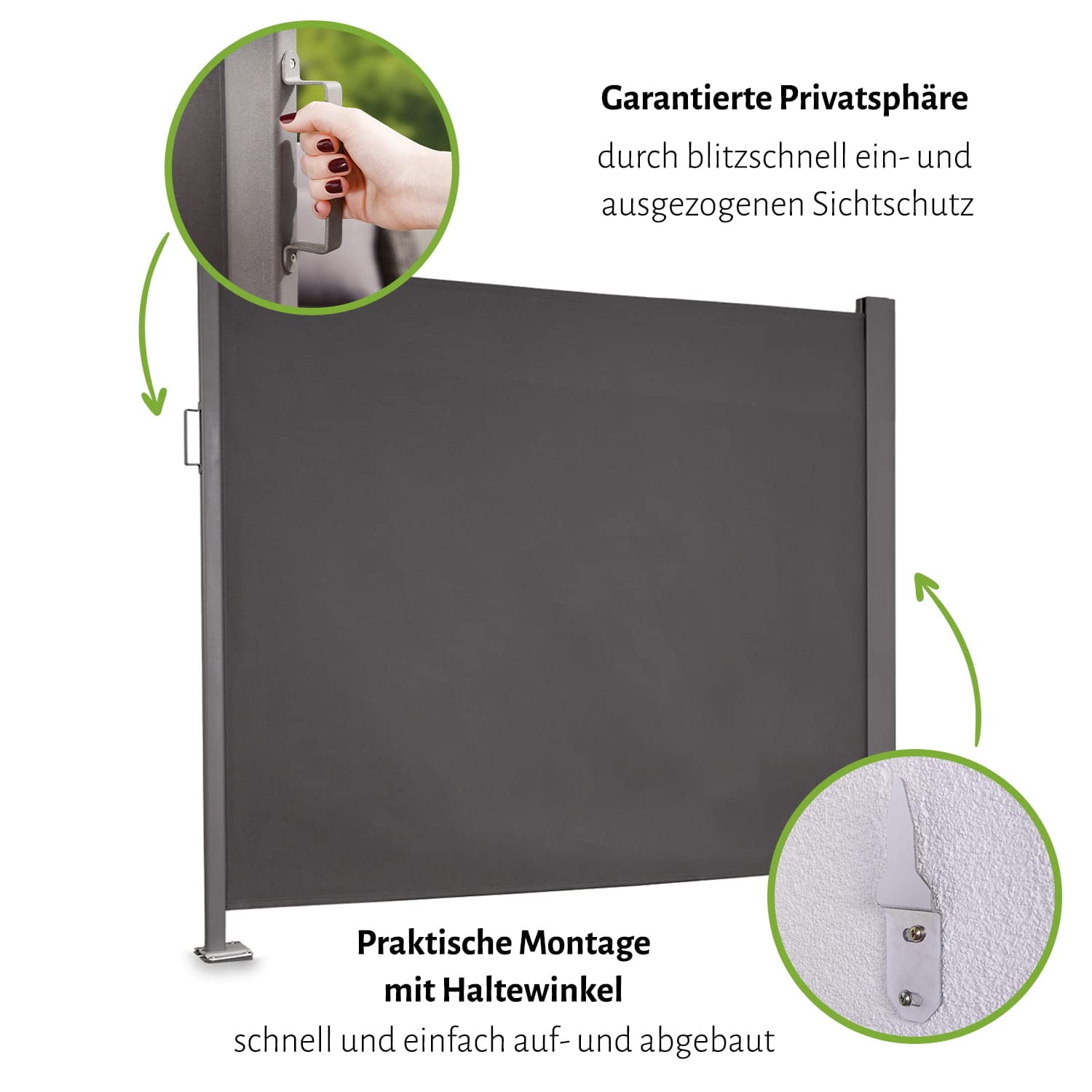 empasa Seitenmarkise 'Slim' Sichtschutz Sonnenschutz Windschutz, Farbe:anthrazit, Größe:160 x 300