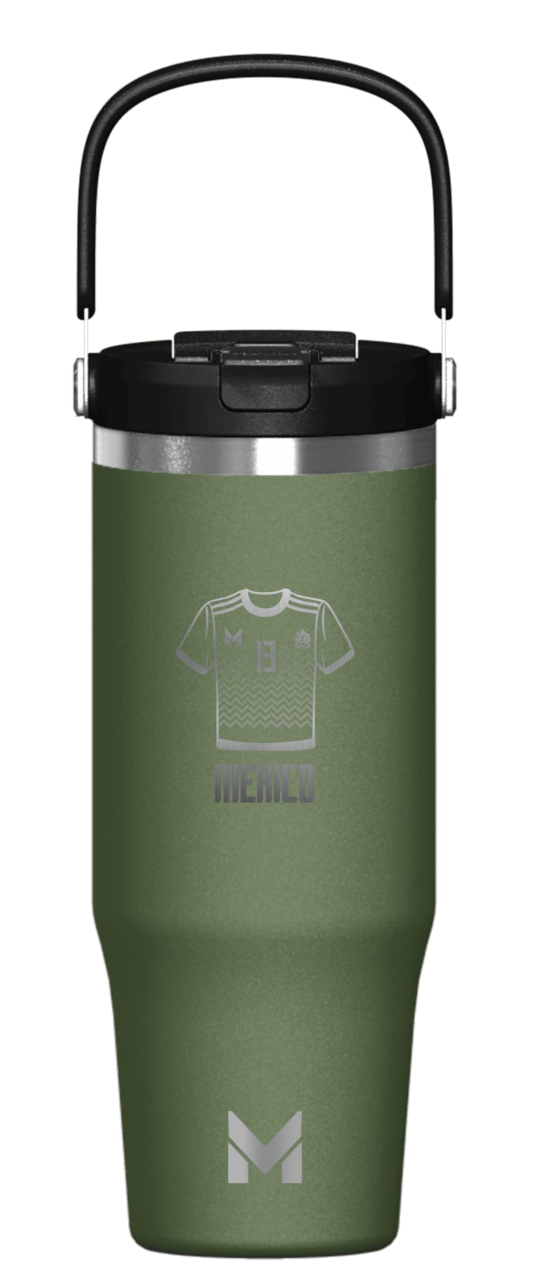 MARVIN The Iced México Termo de Acero Inoxidable 1 L con Aislamiento Térmico de Doble Pared, Asa de Transporte Integrada y Tapa con Cierre, Color Cadet