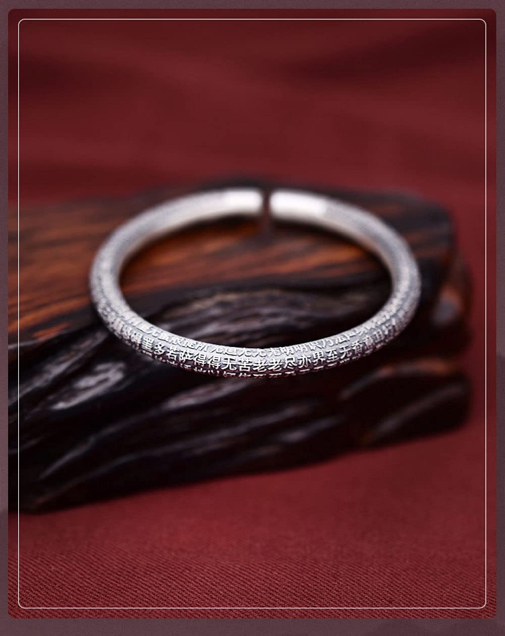 Braccialetti a catena con polsino in argento sterling moda, Bracciale in argento 925 da donna Bracciale con polsino regolabile vintage Intagliare a mano Braccialetti cinesi Feng Shui Gioielli da donna