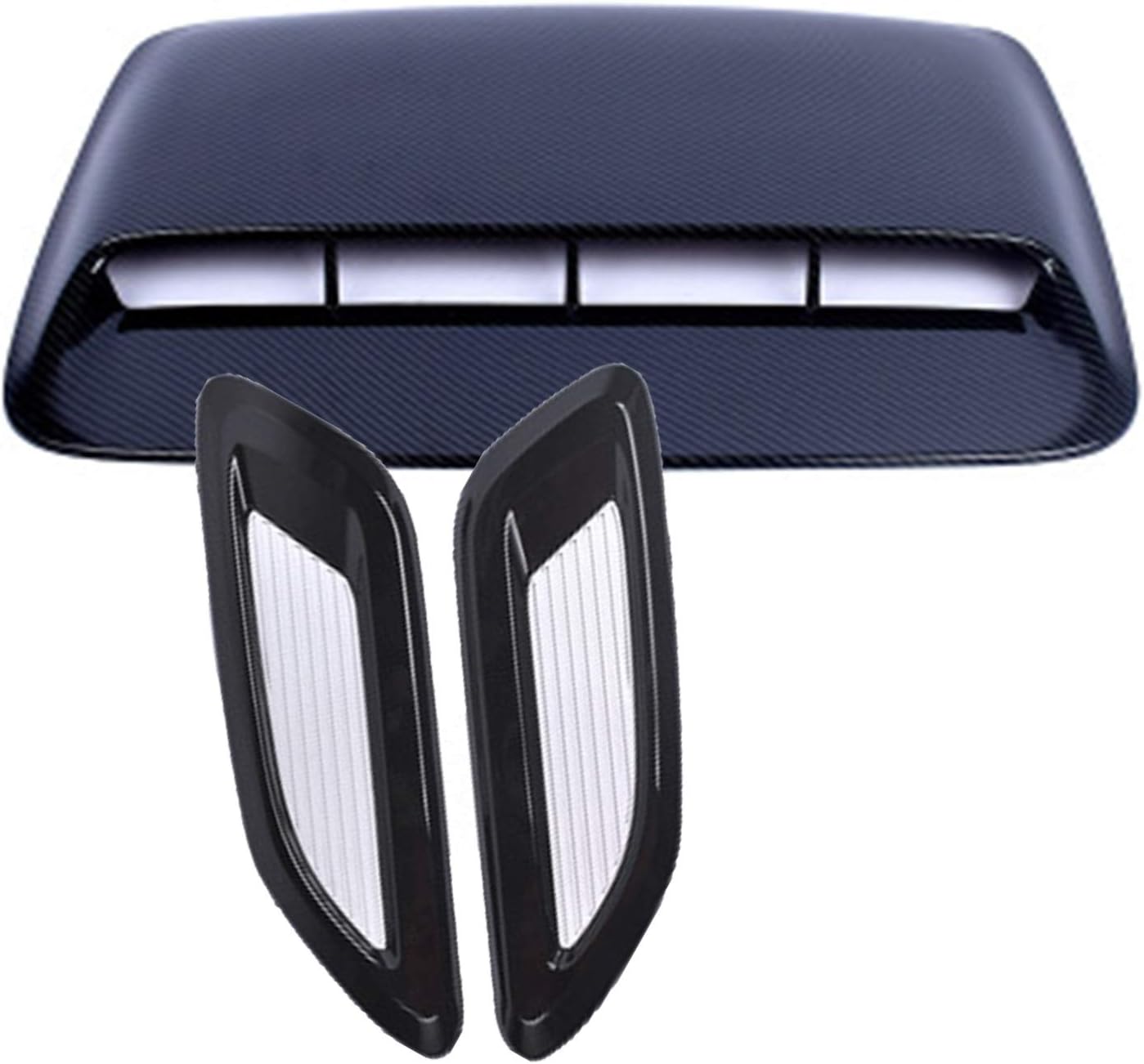 Hood Scoops Car Hood Air Vents Combination, DIY Universal Decoration Accessories for Car Hood Vent Shovel, Carbon Fiber (Color : Style 1)