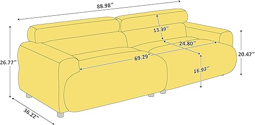 Miniatura 2 de VANOMi Sofá biplaza Boucle Cloud de 89 pulgadas, cómodo sofá tapizado de asiento profundo, moderno sofá de mediados de siglo para sala de estar,