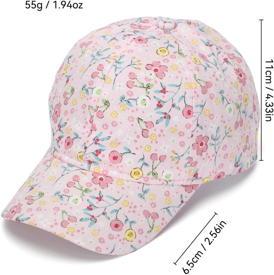 Kids Pink Outdoor Baseball Cap Breathable Cotton Adjustable Toddler Sun Hat image 4