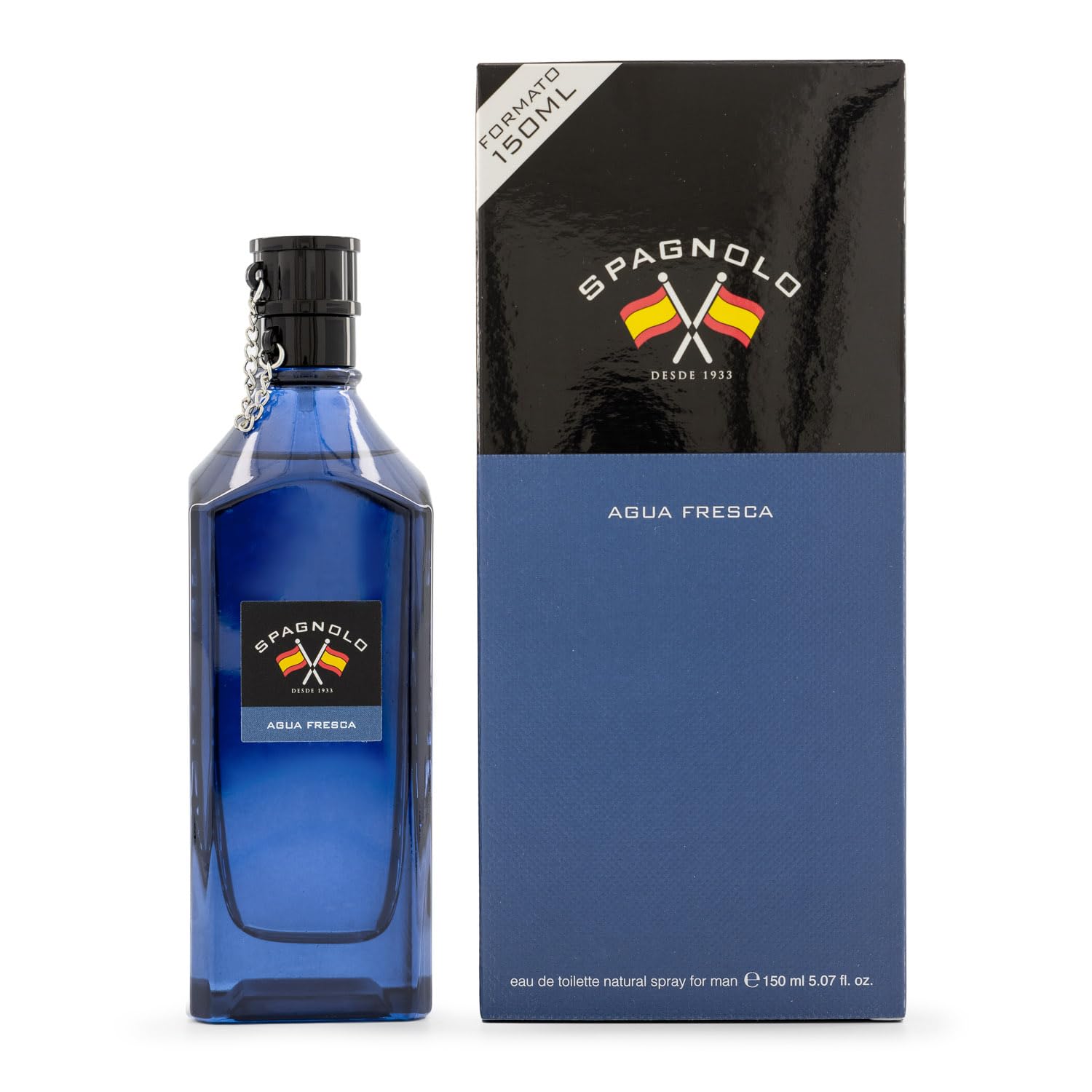 SPAGNOLO - Agua Fresca, Colonia Hombre, 150 ml, Perfume Formato Spray, Eau de Toilette Natural y Masculina, Aroma Oriental Amaderado, Fragancia Fresca, Clásica y de Larga Duración