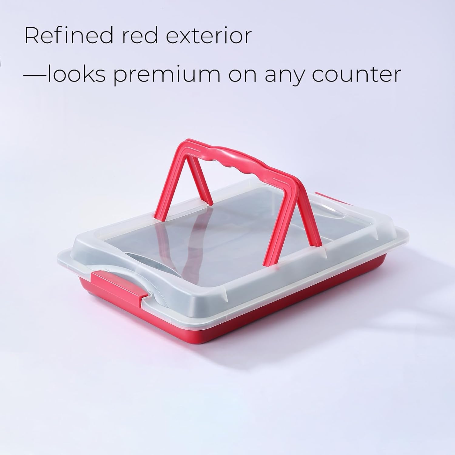 10x15 Jelly Roll Pan with Lid, Nonstick Carbon Steel Baking Pan with Locking Cover & Foldable Carry Handle, Rectangular Cake Pan Carrier for Swiss Roll, Brownies, Bars, Potluck & Bake Sale Desserts