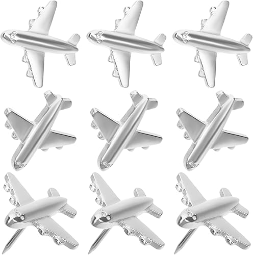 Cabilock 12 Uds. Pasadores de avión Pushpin 3D Pulgar Tacks Avión Forma Plano Pin de Empuje Papel Foto Memo Tack Documento Postal Dibujo Pin Tablero