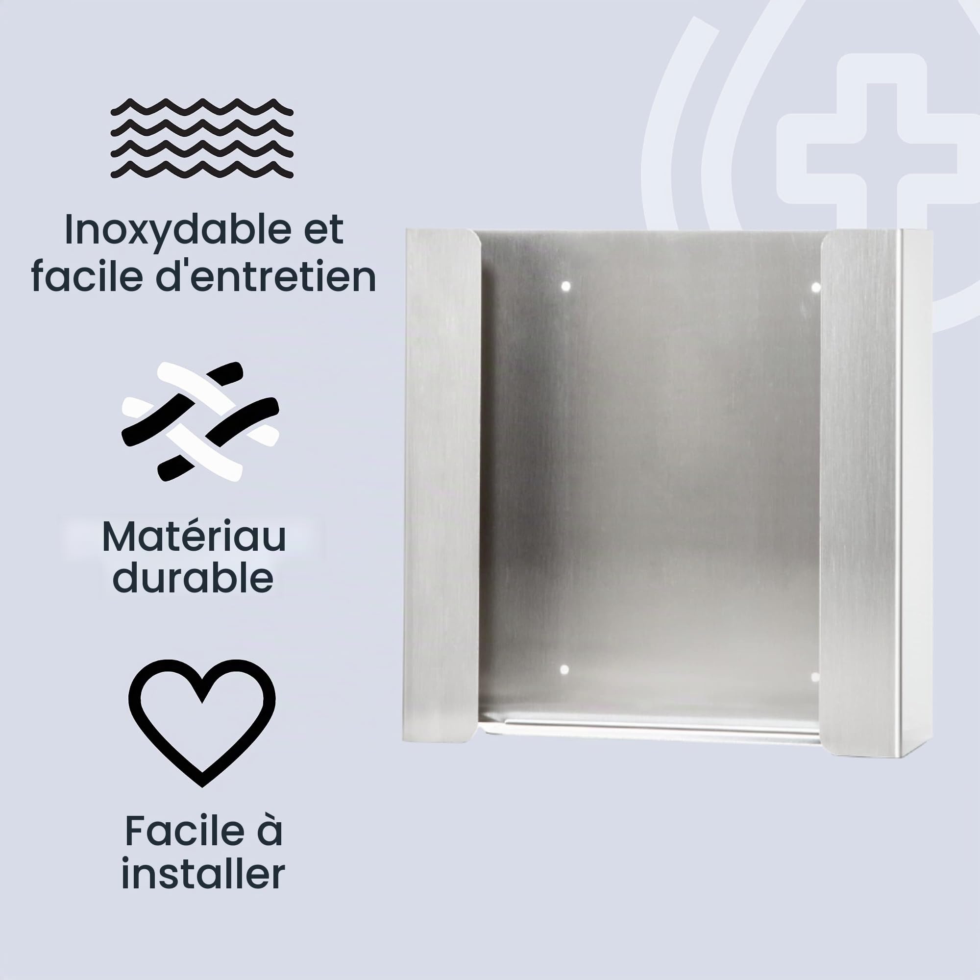 Support Mural pour Gants en Acier Inoxydable - Distributeur pour 2 Boîtes de Gants Jetables avec Accessoires de Montage
