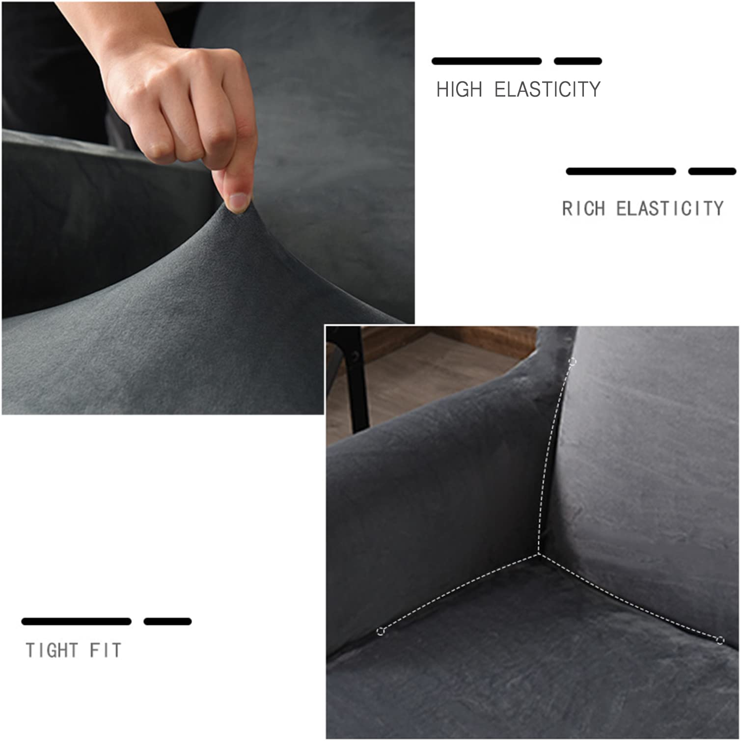 Stretch Ohrensessel Bezug Velvet Plüsch Sesselhusse Weich Dick Glatter Stoff Sesselbezug Waschbar Ohrensessel Überzug für Wohnzimmer -blau