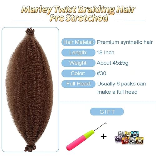 Miniatura 8 de Marley Twist - Cabello trenzado 1B30 de 10 pulgadas, 3 paquetes de cabello corto con rizos de resorte, cabello cubano para rastas sintéticas, rastas