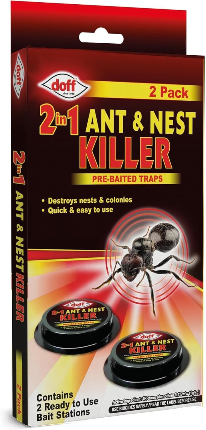 2pk Ant Killer Bait Station Destroys Ants and their Nests | Ant Traps used Indoors, Kills Ant Colonies Use at Home & Garden | Strongest Control System - Clean and Easy to Use, Creates No Mess