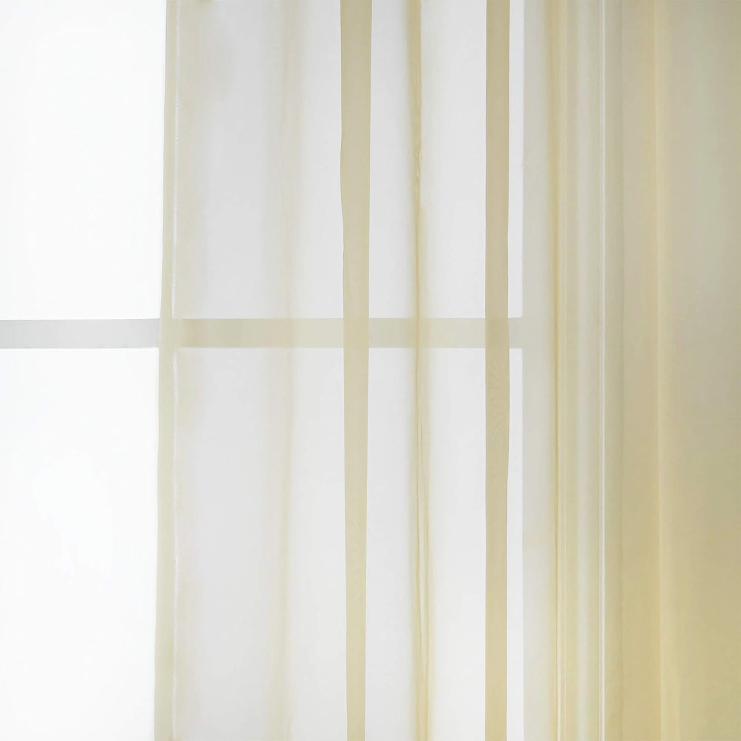 Sand Semi Sheer Curtains 72 Inch Long Window Curtain with Grommet for Bedroom Living Room 2 Panels, 54 W x 72 L