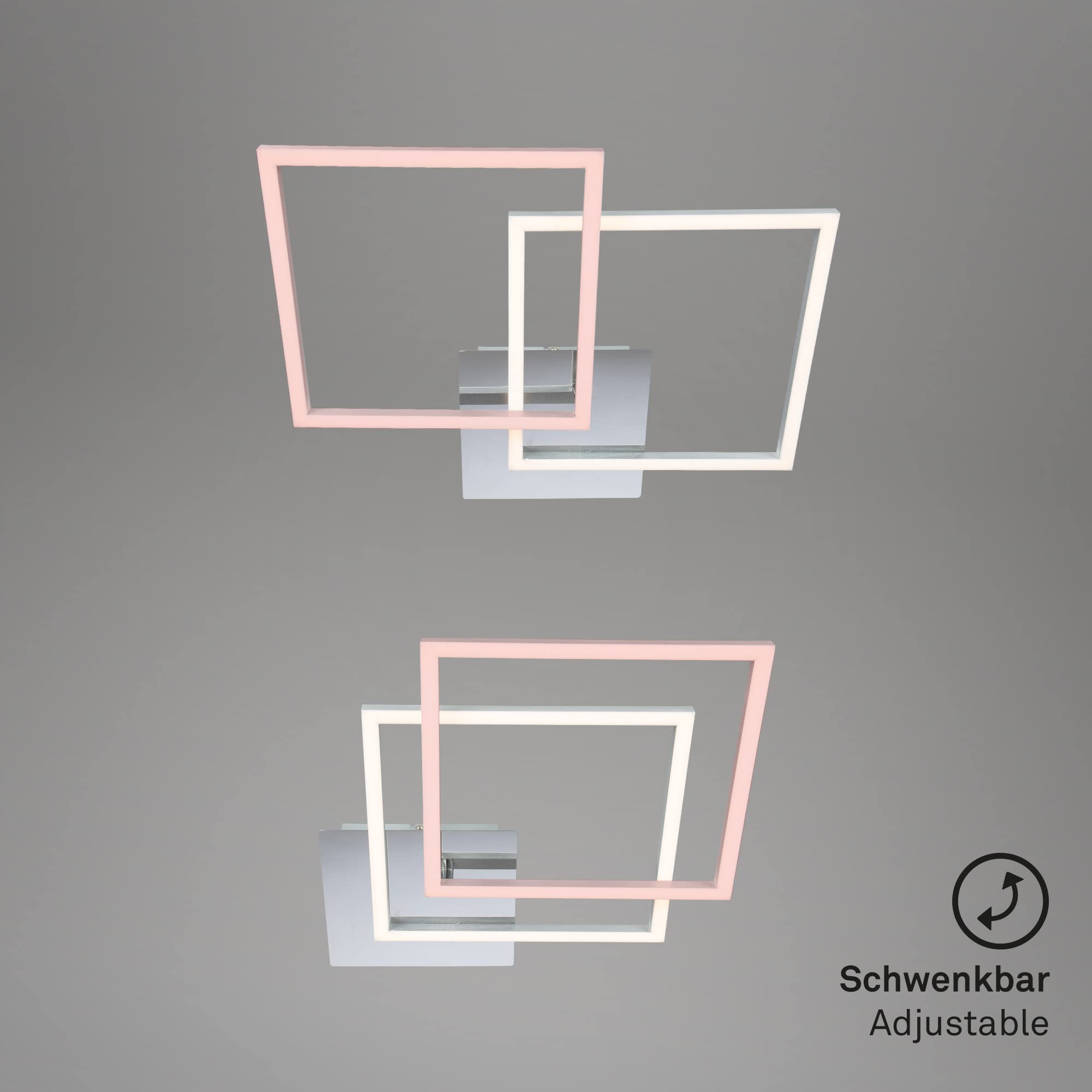 Briloner Leuchten 3210-018 LED orientable, plafonnier à Gradation, 24 Watt, 1.800 Lumen, 3.000 Kelvin, Couleur Chrome-Argent, W 620 x 368 x 73 mm (L x B x H)