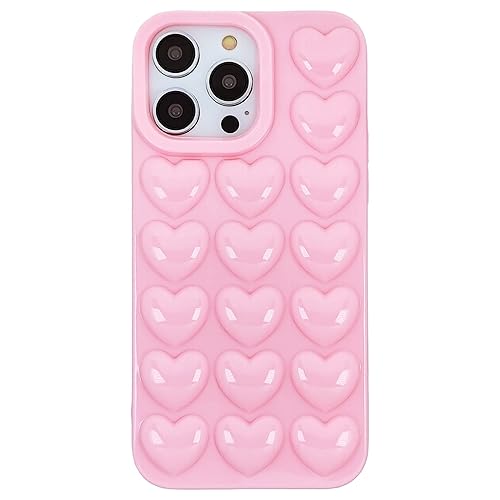 DMaos Compatible with iPhone 14 Plus Case for Women, 3D Pop Bubble Heart Kawaii Gel Cover, Cute Girly for iPhone14 Plus 6.7 Inch - Baby Pink - Pink - iPhone 14 Plus