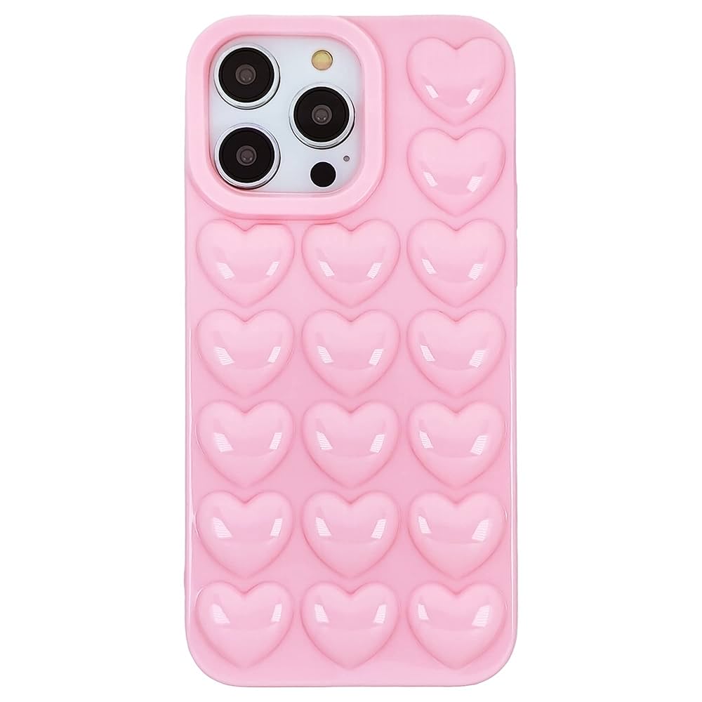 DMaos iPhone 14 Pro Max Case for Women, 3D Pop Bubble Heart