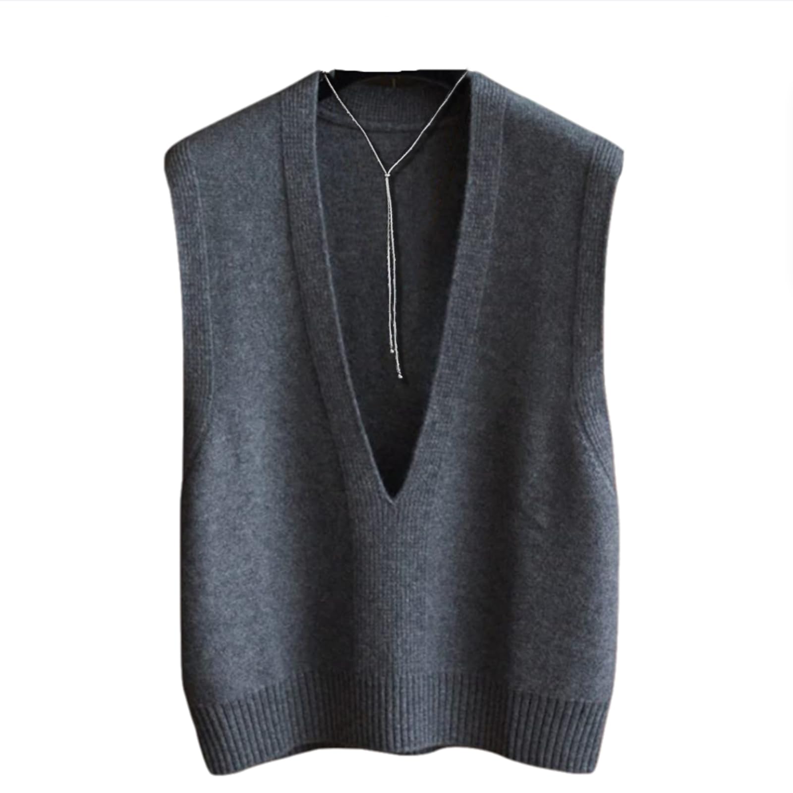 Womens Cashmere Knit Vest Sleeveless Sweater 100 Cashmere Warm Layering Piece for Offices Daily Autumn Winter Adult Women