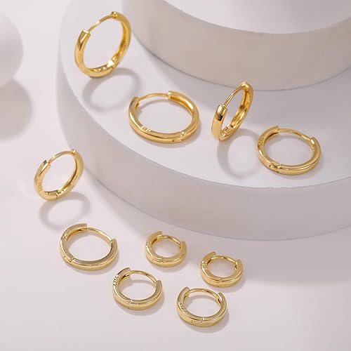 Miniatura 6 de Senteria 925 Sterling Silver Hoop Earring 5 Pairs Small Silver Hoop Earrings Hypoallergenic Silver Hoop Earring for Women Cartilage Sleepers Huggie