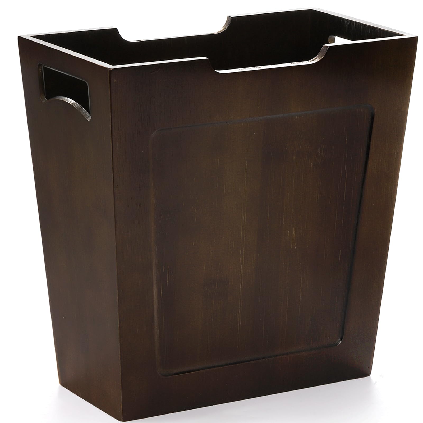 TOPZEA Bamboo Waste Basket, Rectangular Narrow Trash Can with Handles, Wooden Slim Wastebasket Small Garbage Cans for Bathroom, Bedroom, Kitchen, Craft Room, Office, RVs, 10.5"x6"x11"
