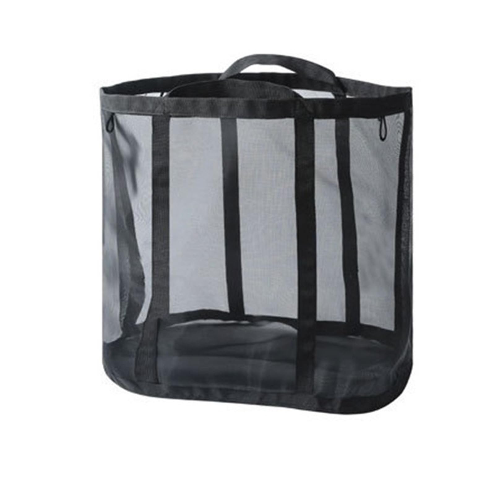 Fabric laundry hamper Mesh Laundry Basket With Handles Foldable Hanging Dirty Clothes Storage Bin Breathable for Family(Black)