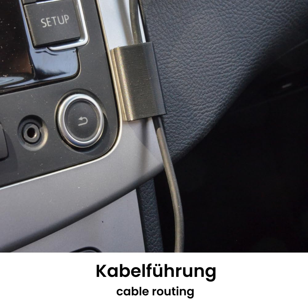 VW uchwyt na telefon komórkowy | dedykowany montaż | kabel do ładowania USB-C | pasuje do VW Passat, Golf, Touran, Polo, T5 (2003–2014)