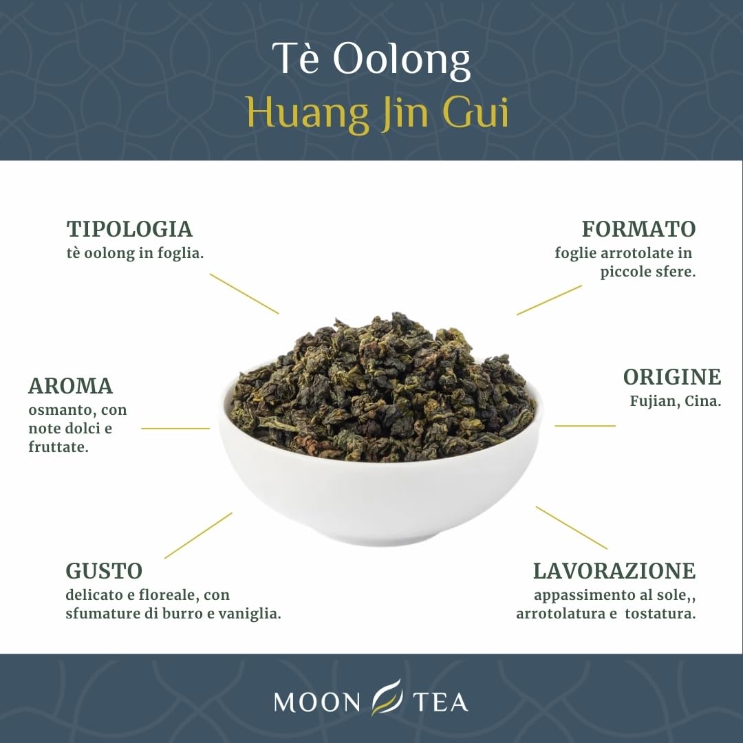 Té Oolong Huang Jin Gui - Hoja Fina Fresco y Delicado - Infusión Wellness de Chino (100 gr)
