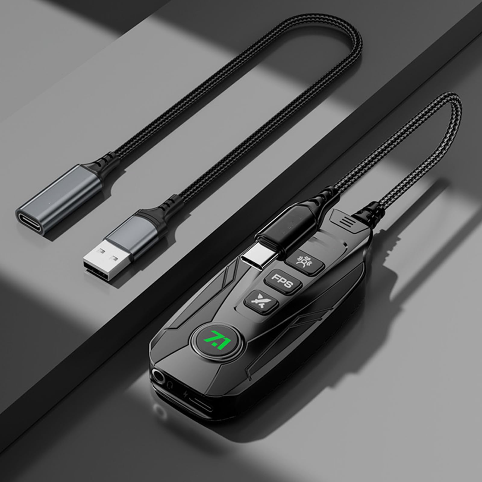 Tarjeta de sonido externa USB pequeña de 7.1 canales para juegos para computadora, portátil, tableta con juegos envolventes