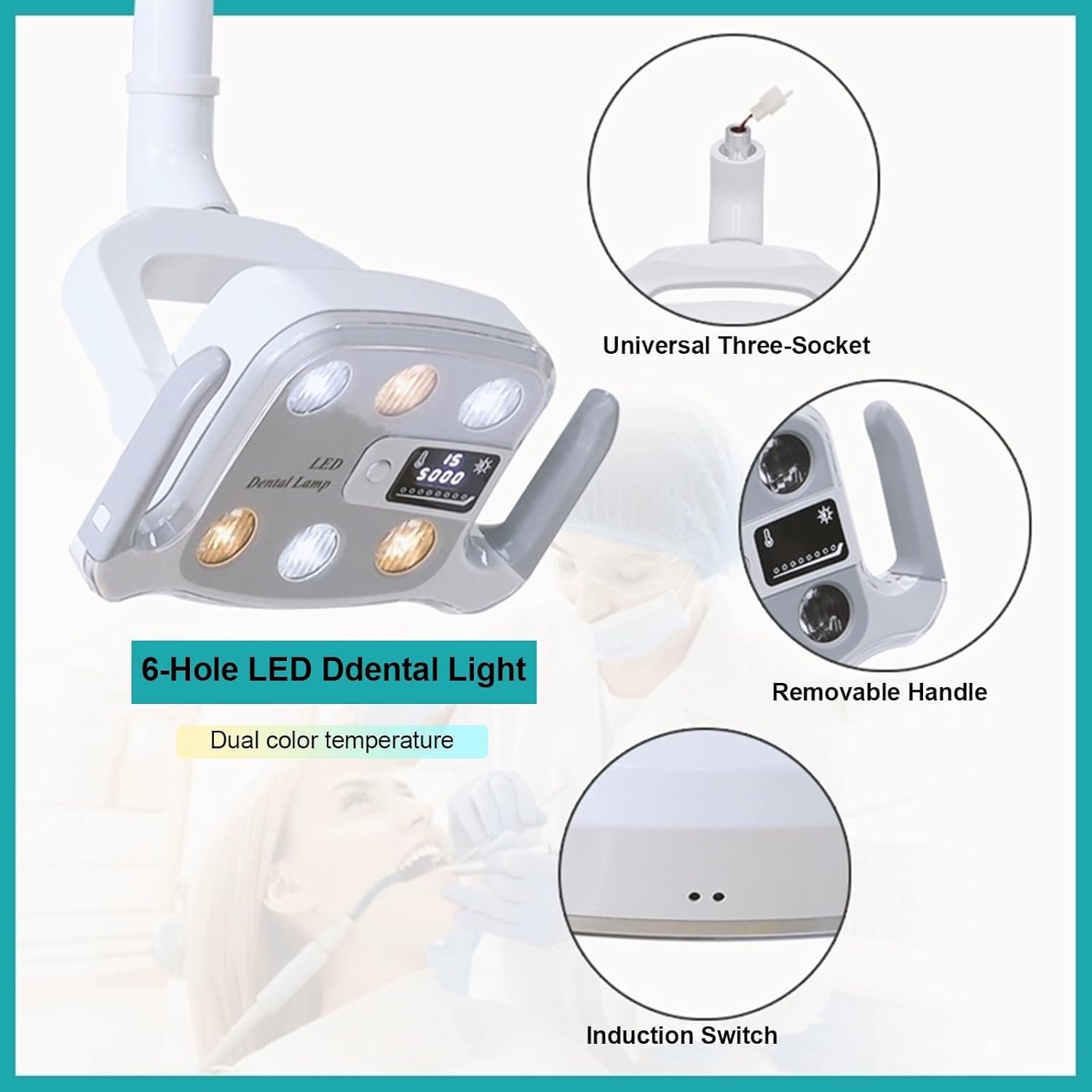 LED-Untersuchungsleuchte, 9-W-Operationsleuchte Mit 6 LEDs, Farbtemperatur 3500–5500 K Einstellbar, 22-mm-Anschluss, Für Gynäkologie, Hals-Nasen-Ohren-Heilkunde