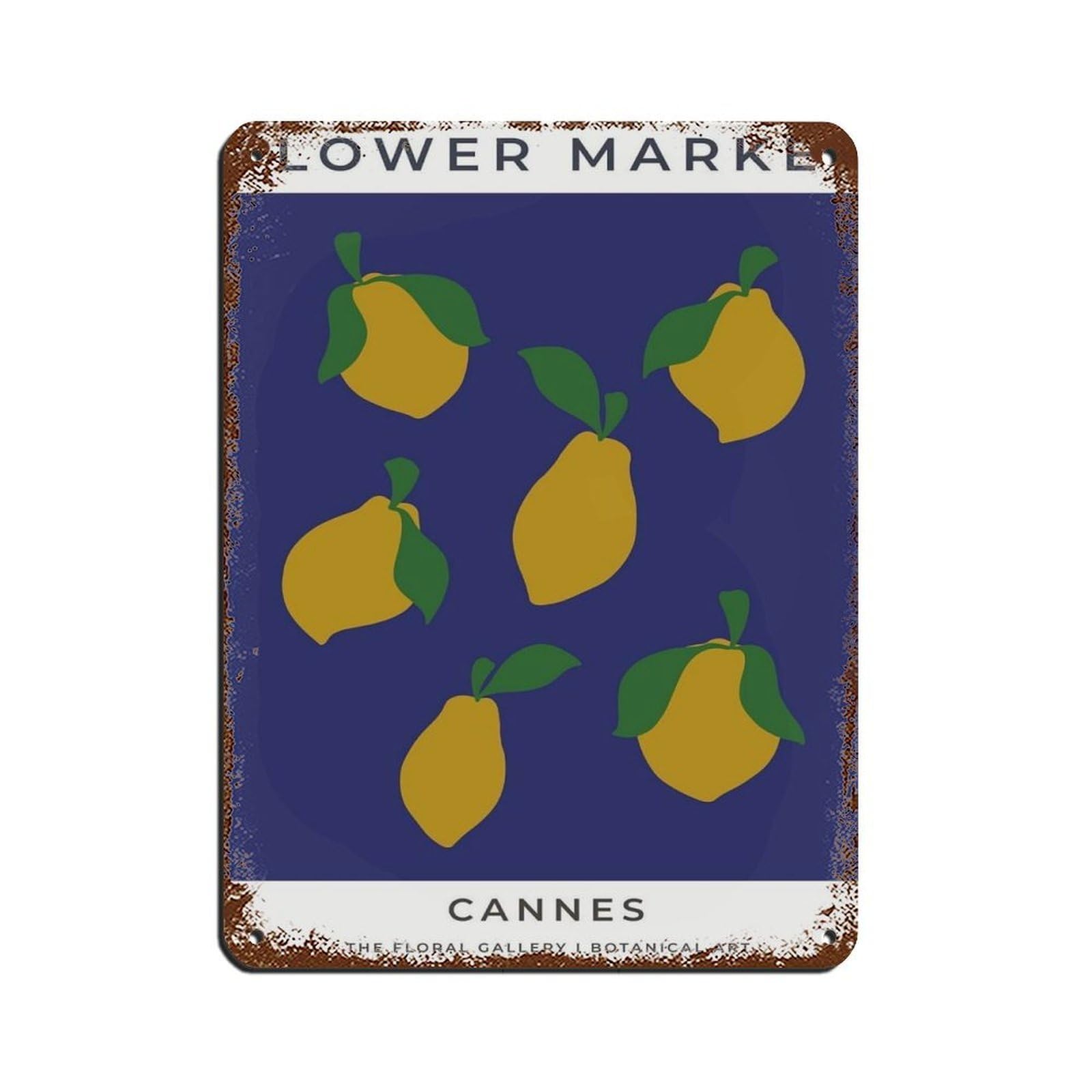 Cannes Travel Poster, Abstract Flower Poster Tin Sign Vintage Metal Pub Club Cafe Bar Home Wall Art Decoration Poster Retro 12x16inch(30x40cm)