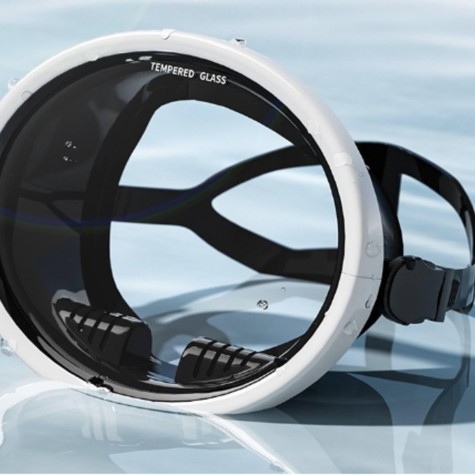 Gafas de Natación de Silicona Máscara Visor con Correa Ajustable y Hebillas Laterales para Ajuste Personalizado y Estanqueidad Estable , Negro Y Azul