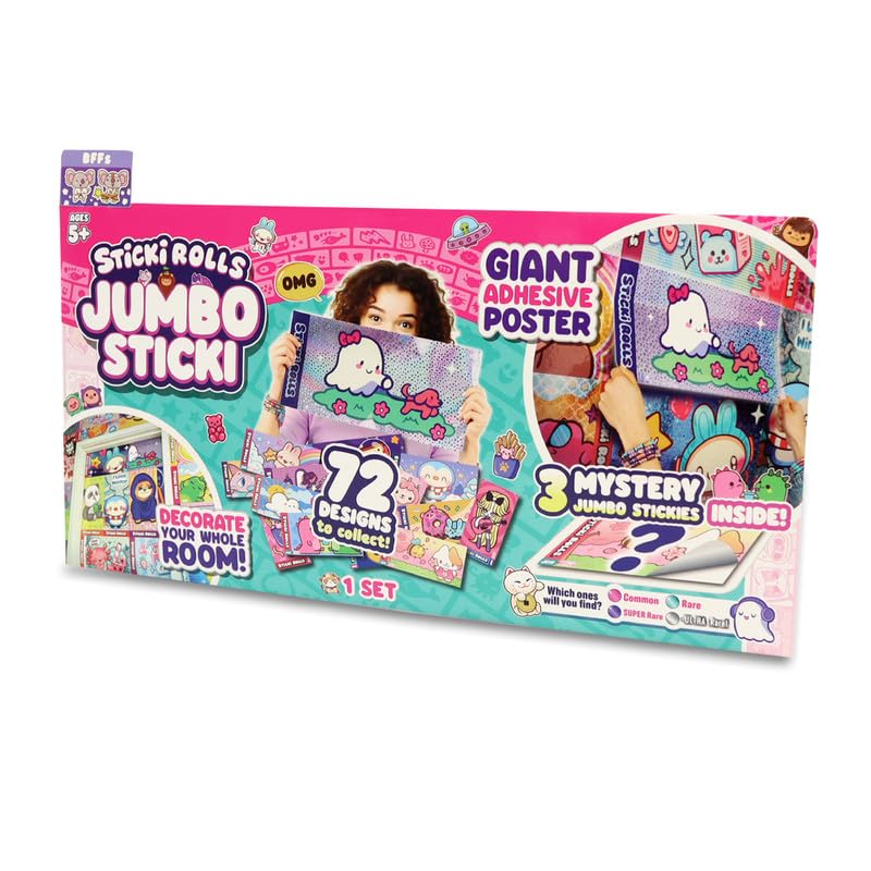 Sticki Rolls Jumbo Stickies – 6-Pack Capsule | Exclusive Collectible Wall Décor for Kids Ages 5 (Pets 1