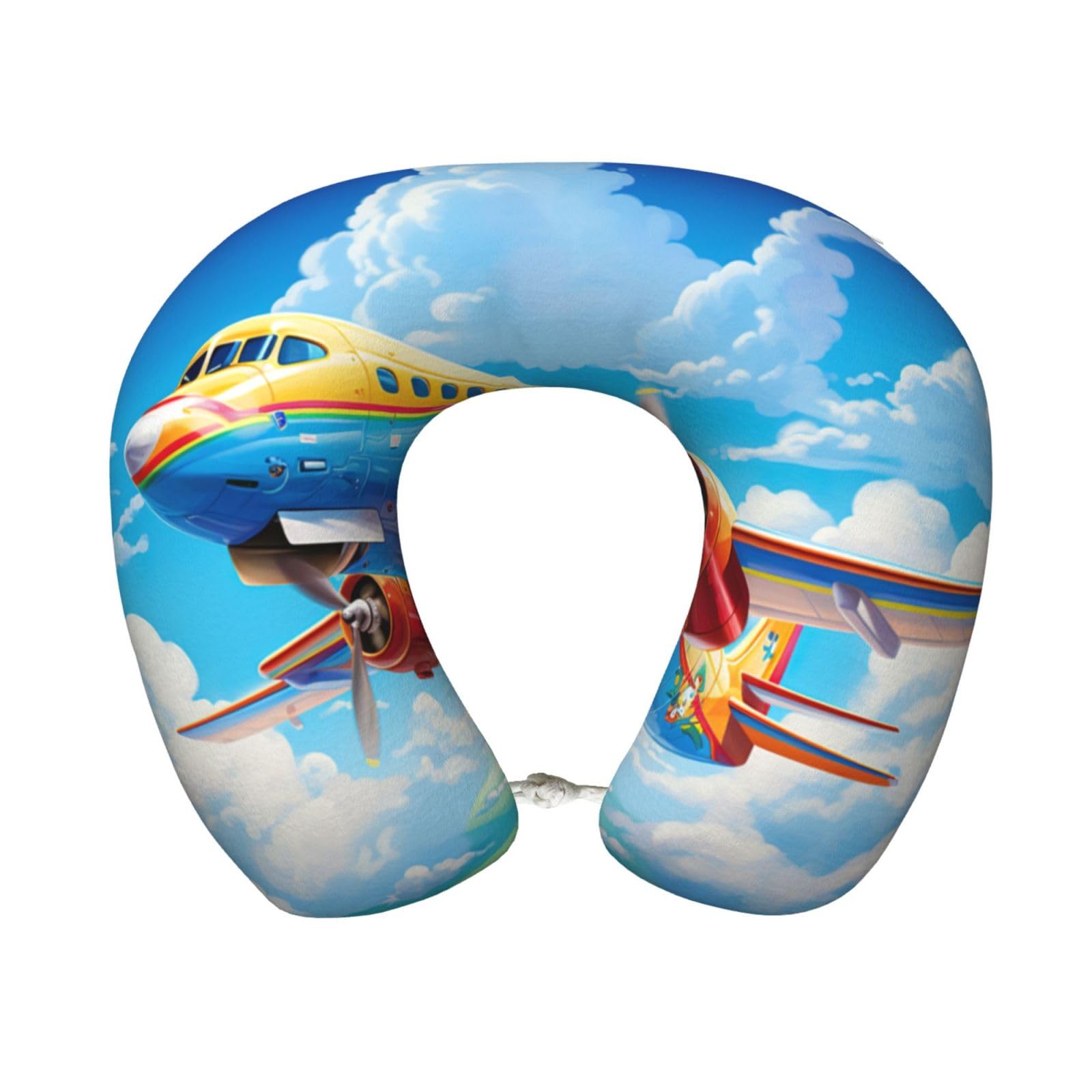 peiyeety Cartoon Airplane Print Custom U-Shaped Pillow,Memory Foam Cervical Neck Travel Pillow,for Home,Camping,Travelling