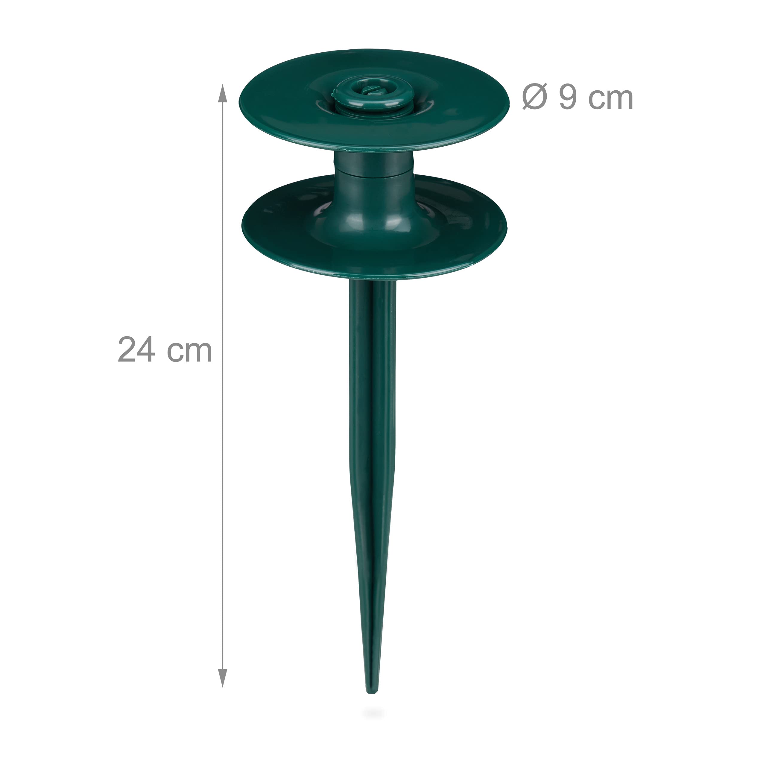 Relaxdays Support pour Le Tuyau d’arrosage, en Lot de 6, Forme Pointue, Plastique, H x L : env. 24 x 9 cm, Vert