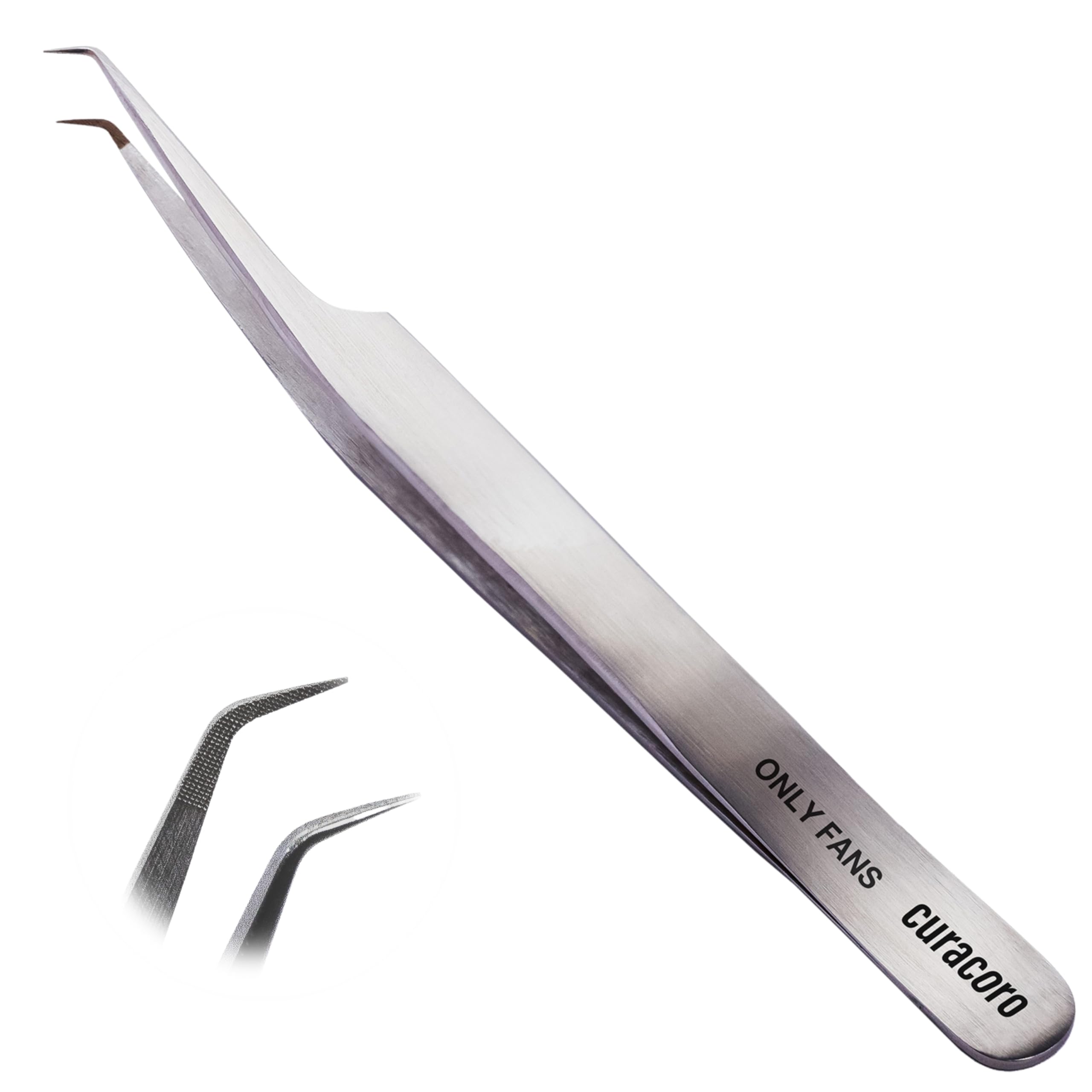 Curacoro Lash Tweezer - Professional & Precision Fiber Tip Grip Lash Tweezers for Eyelash Extensions, Multi Shapes & Purposes Tweezers for Volume,
