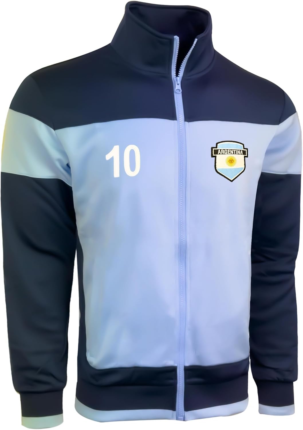 Just 4 Kicks Men's Argentina Jacket, Full Zip Number 10 Argentina Soccer Track Jacket With Zipper Pockets - Image 4