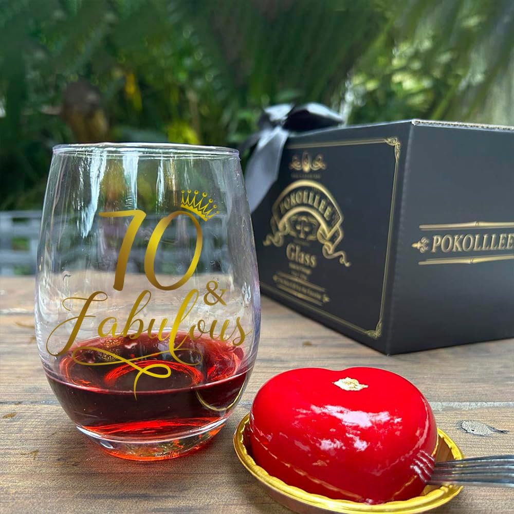 70 & Fabulous Wine Glass 70th Birthday Gifts for Women - Happy 70 Years Old Wine Glass Funny 70 Fabulous Gift for Mom Friends Wife Coworker - Turning 70th Happy Bday Wine Gifts