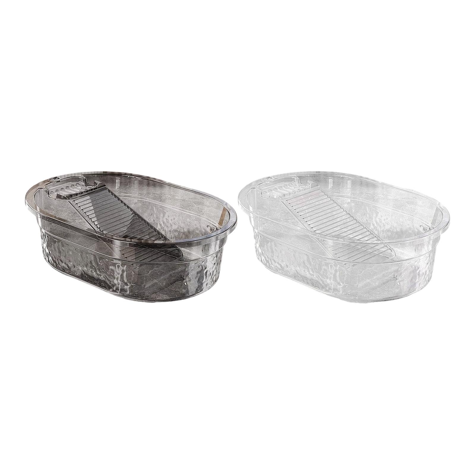 Washboard Basin Multipurpose Home Household Portable Scrubbing Board Washtub Gray-image-38
