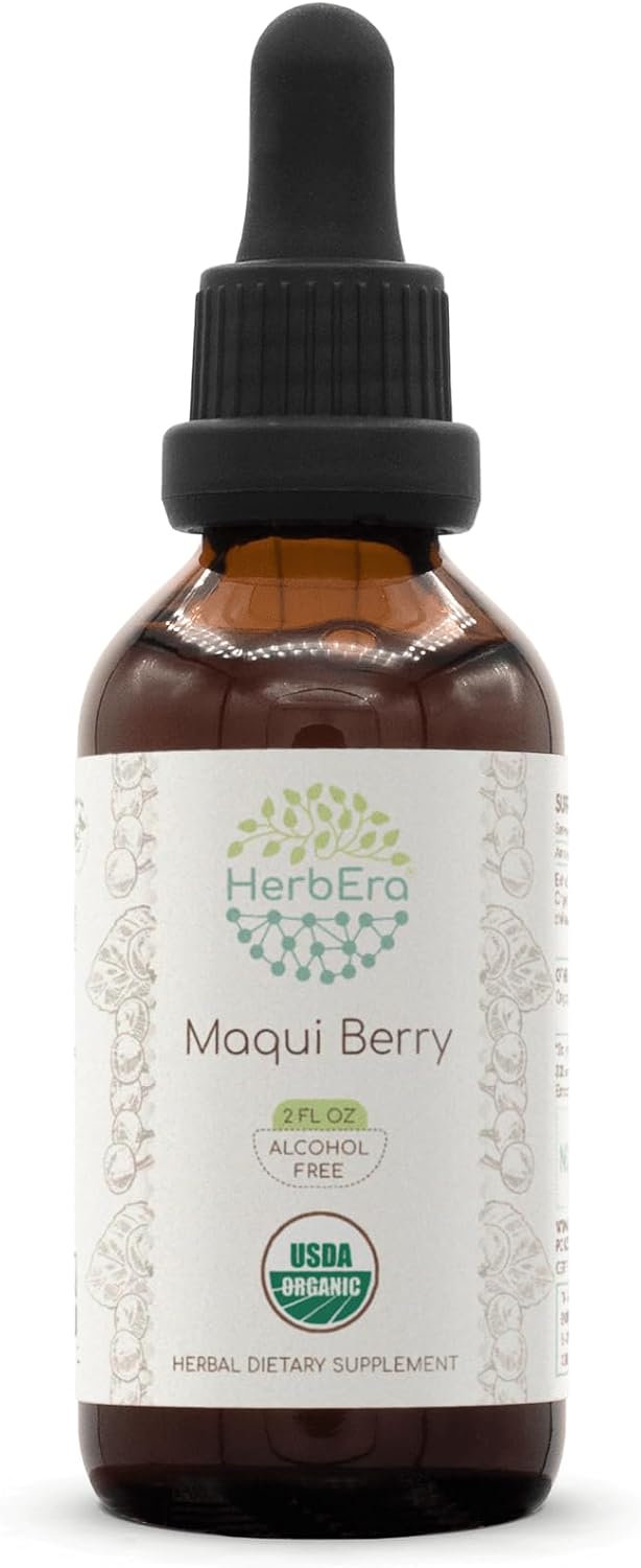 HerbEra Maqui Berry B120 Alcohol-Free Herbal Extract Tincture, Super-Concentrated USDA Organic Maqui Berry (Aristotelia chilensis) 4 fl oz