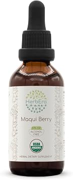 HerbEra Maqui Berry B60 Alcohol-Free Herbal Extract Tincture, Super-Concentrated USDA Organic Maqui Berry Aristotelia chilensis 2 fl oz