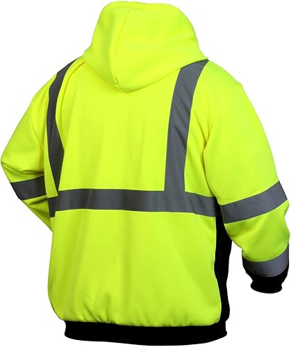 Miniatura 7 de Pyramex series RSZH3210M RSZH32, sudaderas con cierre de color lima, de alta visibilidad con parte inferior negra - talla L, verde