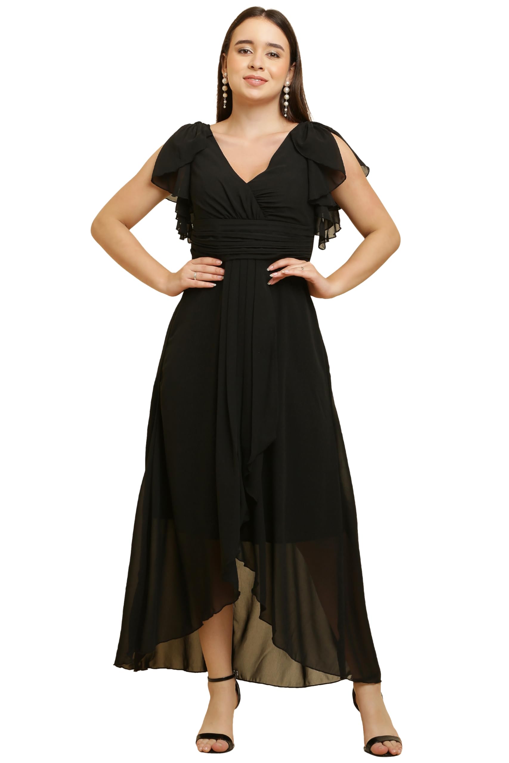 C4DWomen Wrap Padded Gown Dress