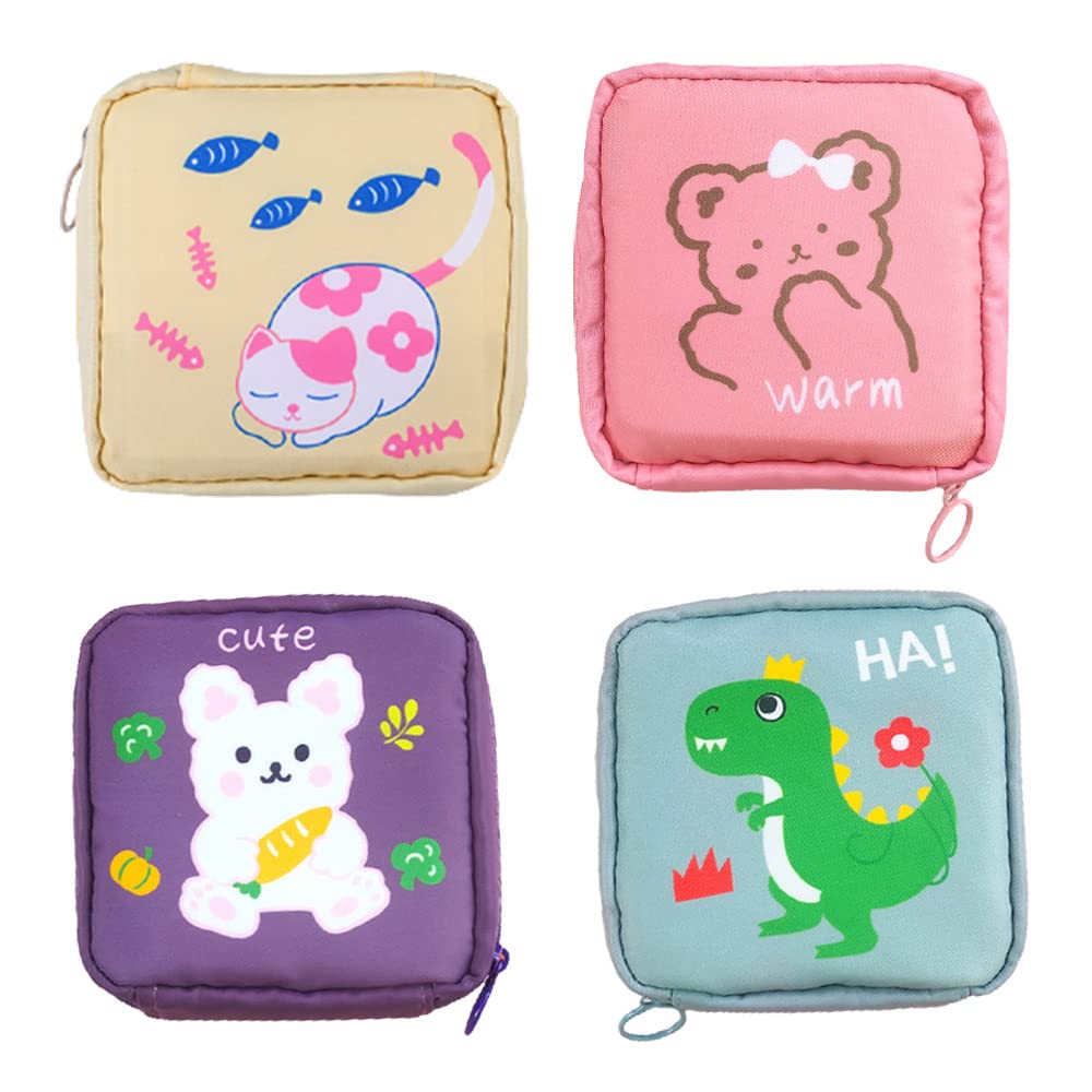 미니 지갑 파우치 4개 팩 휴대용 동전 주머니 여성용 화장품 가방 립스틱 키 교환 작은 물건(4가지 스타일) Y020-143 분홍색  노란색 보라색 녹색 분홍색 노란색 보라색 녹색 아니요-Freehip.co.kr