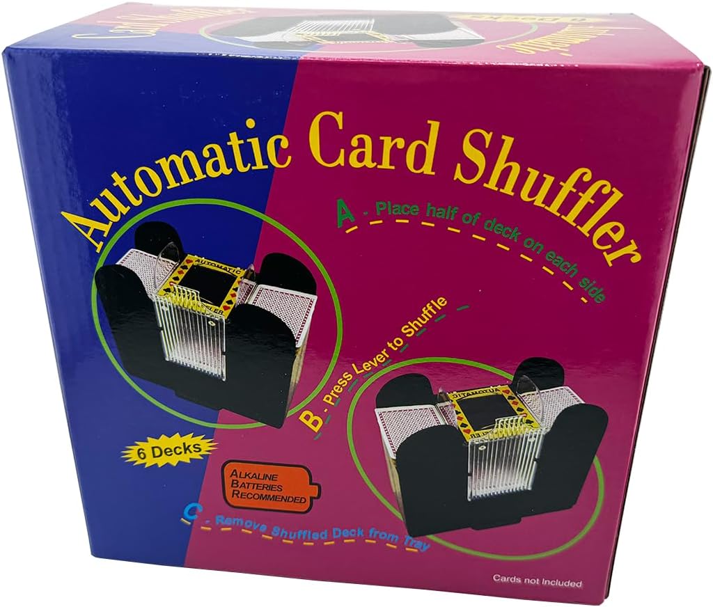 Automatic Card Shuffler 1/2/4/6 Decks, Battery-Operated Shuffler, Casino Card Game for Poker, Home Card Game, UNO, Phase10, Texas Hold'em, Blackjack, Home Party Club Game