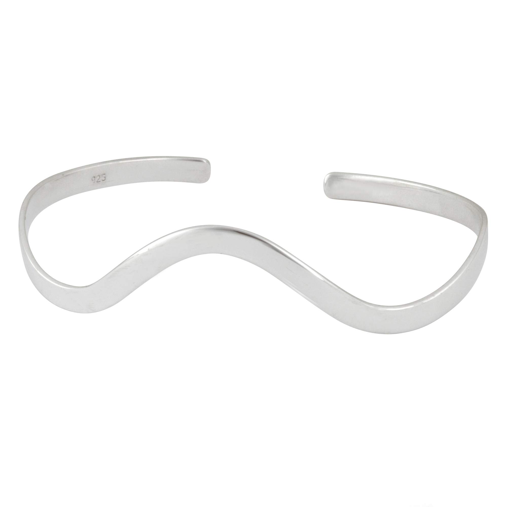 Silverly Bracciale Rigido Ondulato in Argento Sterling 925 per Donna | Bracciale Rigido Moderno con Onda Piatta Lucida | Gioielli Minimalisti ed Eleganti