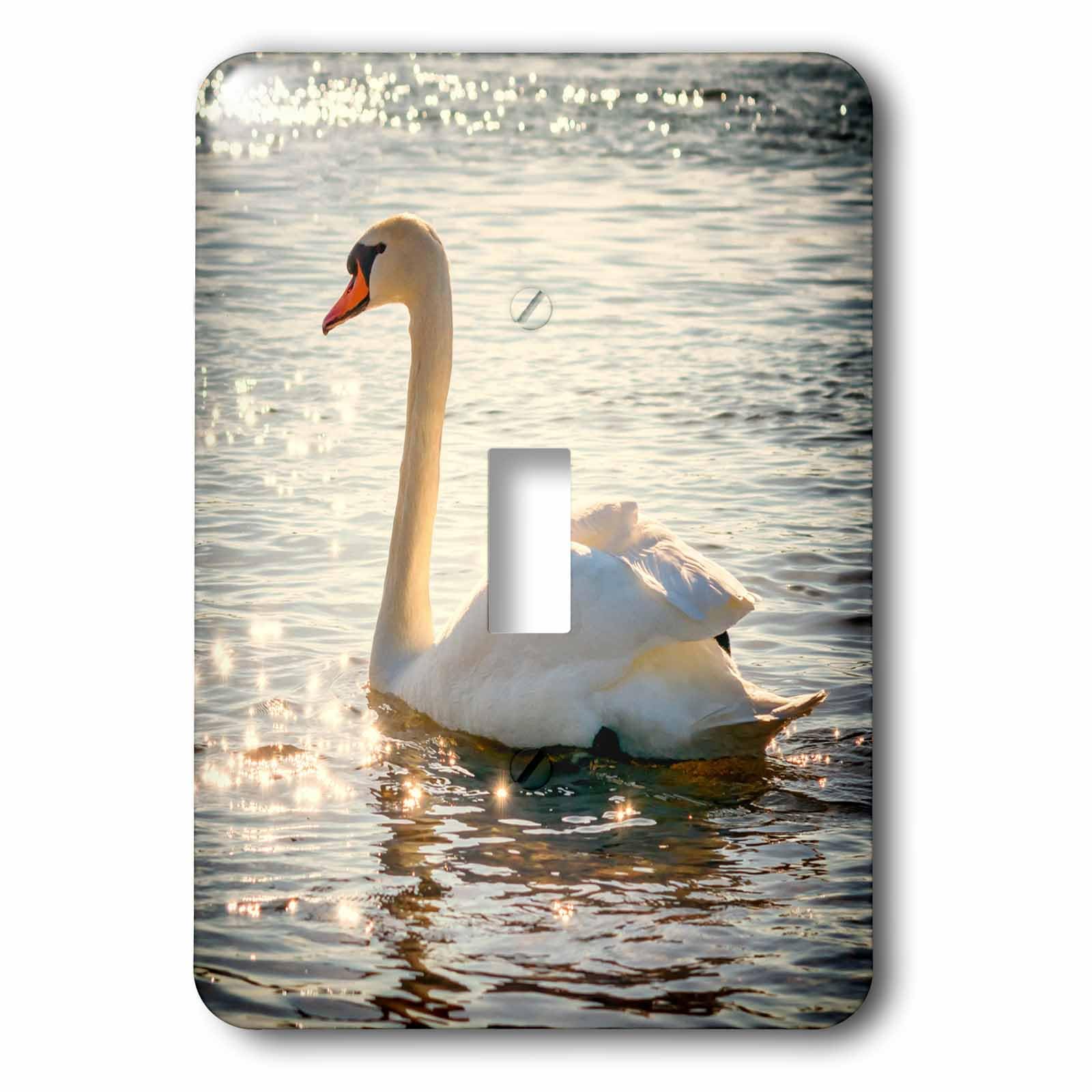 Interrupteur à bascule simple motif beau cygne blanc 3dRose